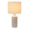 23.5&#x22; Fluted Cement Desk Lamp with Linen Drum Shade